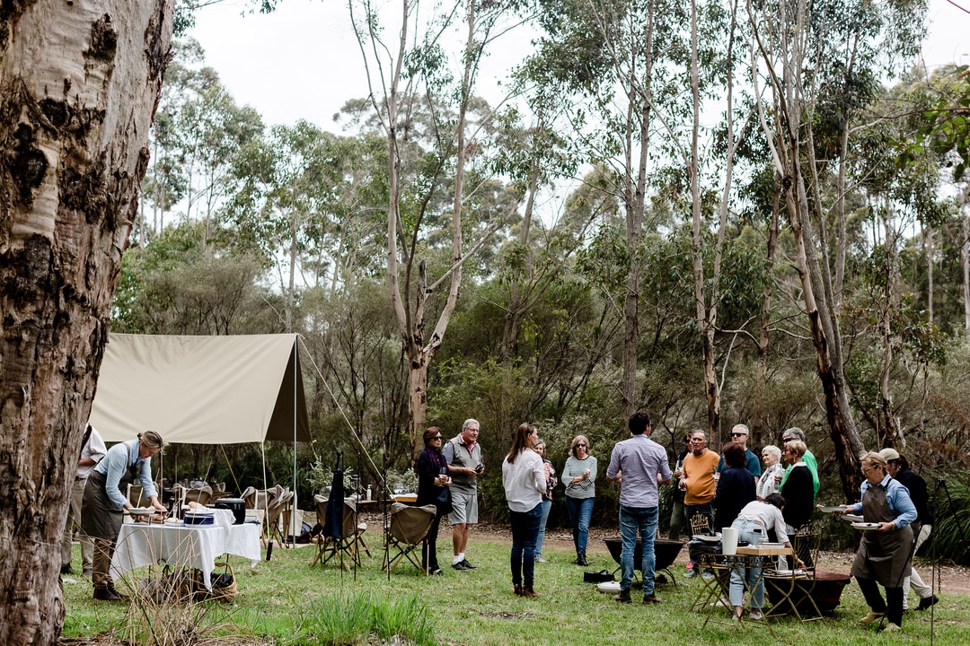 Gathering in the foreset at Tanah Marah perfect for groups retreats corporate getaways in Margaret River